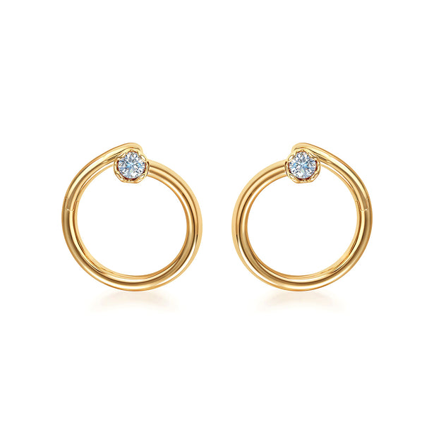 J'evar Lotus Petals Enso Diamond Earrings