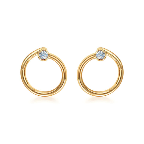 J'evar Lotus Petals Enso Diamond Earrings
