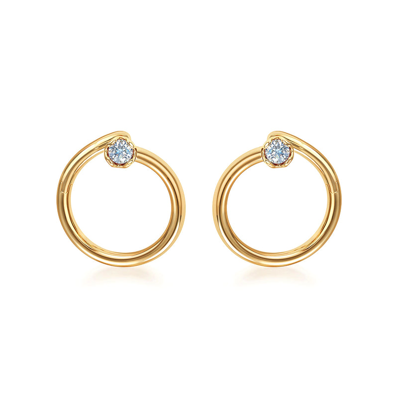 J'evar Lotus Petals Enso Diamond Earrings